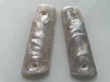 Gorgeous Smooth White Pearl Resin Grip For Colt 1911 FULL SIZE Kimber S W Clones