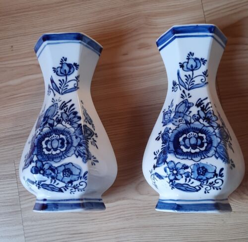 2 Delft blau Vasen  Handbemalt, Porzellan? sehr dünnwandig, 20 cm aus Erbschaft - Bild 1 von 7