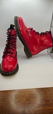 Dr Martens 1460 W Red Patent Leather Boots UK 6 EU 39 Womens 8 Eye Lace Up Docs