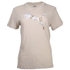 PUMA Holiday Metallic Crew Neck Short Sleeve T-Shirt Womens Size XS Casual Tops