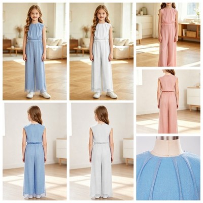 Girls Jumpsuit Casual Romper Vacation Overall Summer Back Zipper Holiday Party