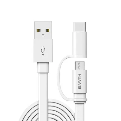 Huawei Câble 2 en 1 micro-USB / USB-C Charge Synchronisation 1.5m Blanc - Photo 1/4