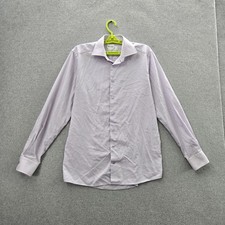 Eton Men Button Up Shirt 15 1/2 39 Lavender Striped Dress Shirt Micro Gingham