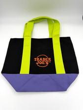 Trader Joe  s Reusable Canvas Tote Bag Black Green Purple Grocery Limited Edition