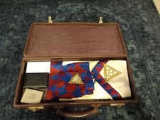 Vintage Masonic Items In Old Leather Case