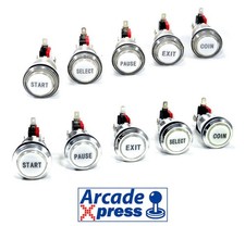 Illuminated Arcade Button LED Push Button Start Pause Exit Coin Select 28mm...