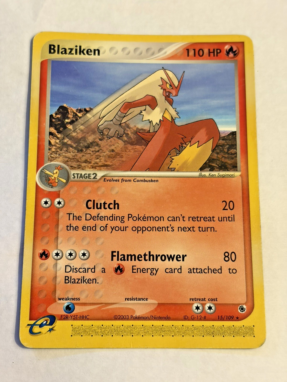 Nintendo Pokemon TCG Blaziken 15/109 Ruby & Sapphire Holo Rare 110HP Eng 2003