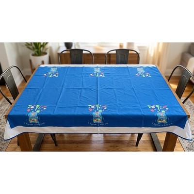 Podravka VEGETA ''S Vegetom Se Bolje Jede'' Blue & White Tablecloth 54'' x 70''
