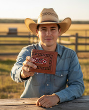 Ranger Belt Co HFW-080B Beaded Southwest Brown Leather Bi-Fold Wallet