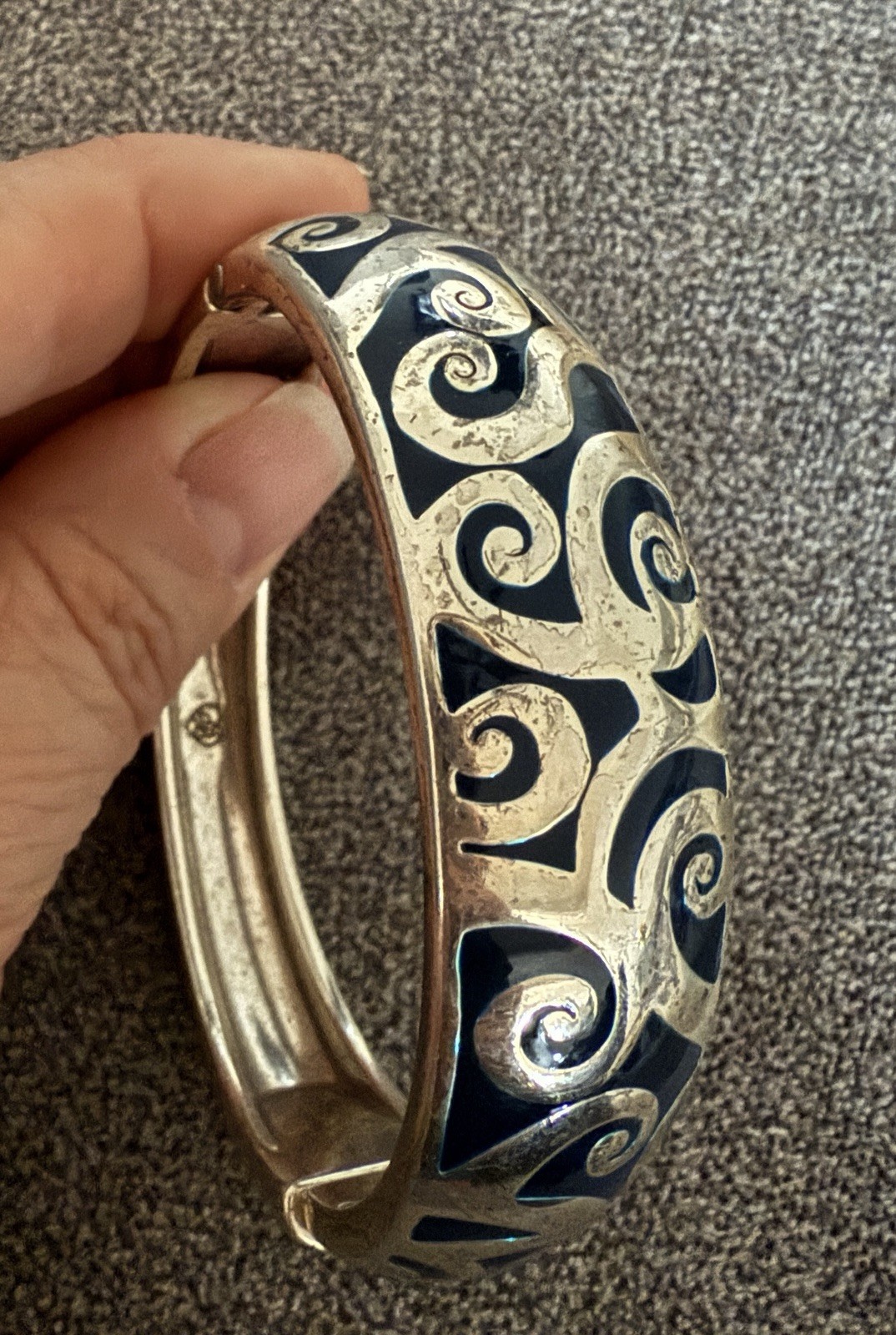 Brighton Hinged Cuff Bangle Bracelet Blue Swirls … - image 1