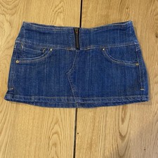 H&G Demin Mini Skirt Women’s Small Dark Wash Rock N Roll Festival Punk Rave