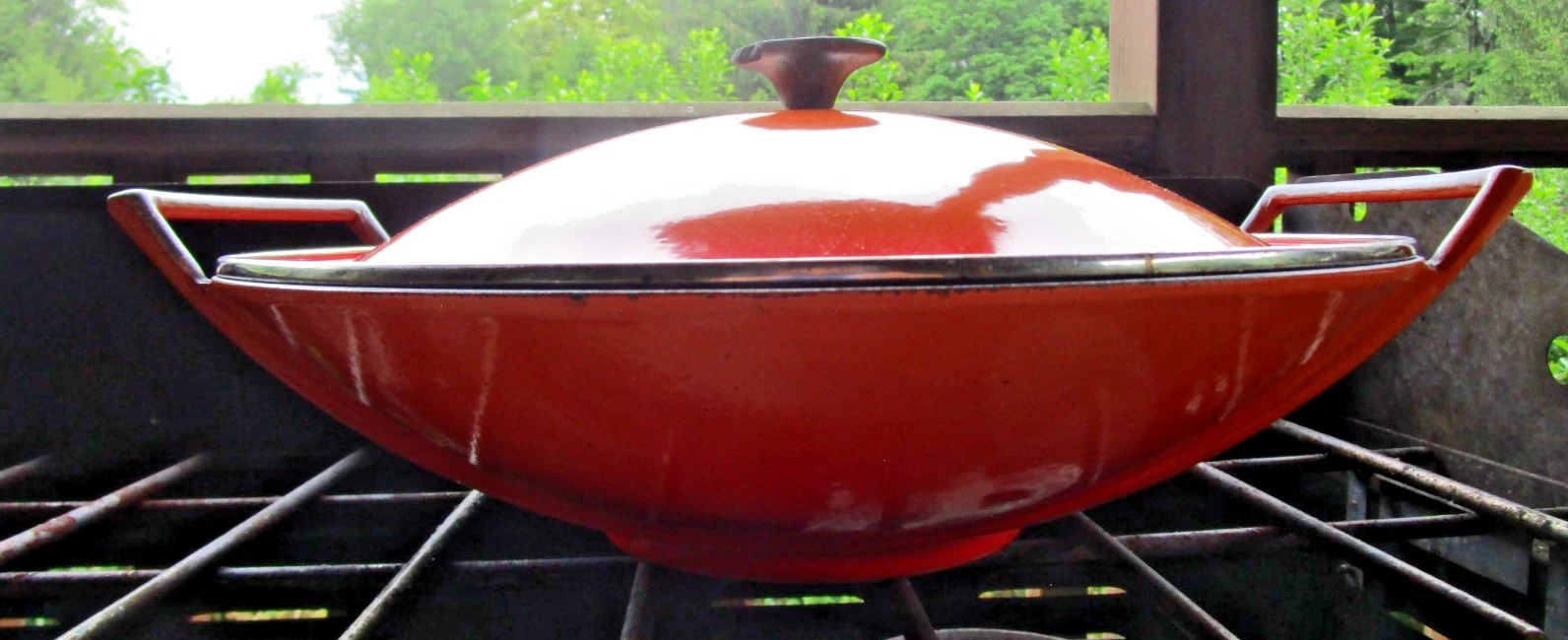 LE CREUSET Cast Iron WOK & Lid FLAME ORANGE ~14" Enamel No. 8 CERISE RED France
Opens in a new windo