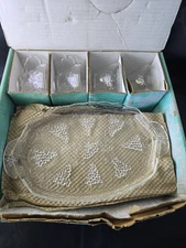 Vintage Anchor Hocking Serva Snack Set Grapes 4 Plates 4 Cups in Original Box