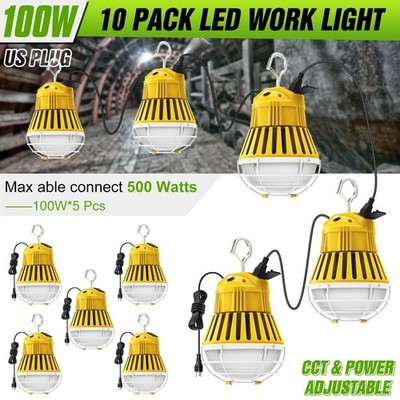 10Pack 4500K-5700K Linkable Led Temporary Work Light High Bay Warehouse Lighting