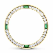1CT NATURAL DIAMOND BEZEL WITH EMERALDS 18KY FOR ROLEX DATE DATEJUST PRESIDENT