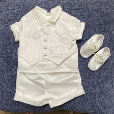 Infant Boys Size 0-3 Mo Baptism/Christening/Wedding Suit Tie Vest Shoes Blanket