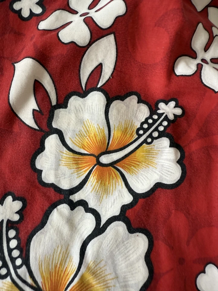 Мужская нефритовая модная гавайская рубашка с коротким рукавом 4XL хлопок красный цветочный узор - Изображение 3 из 4