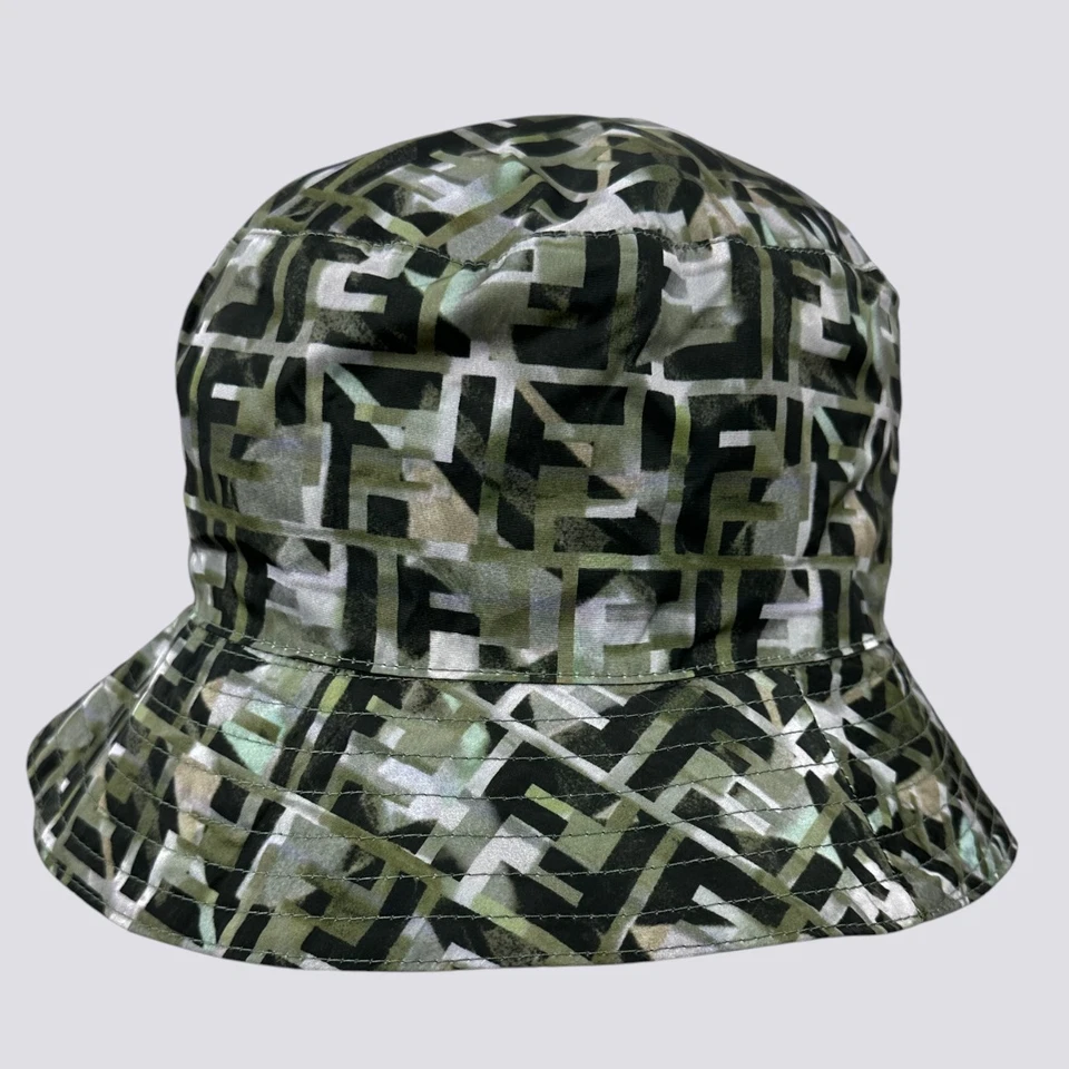 Fendi FF Zucca Monogram Camouflage Reversible Packable Bucket Hat Size L - Image 4 of 4