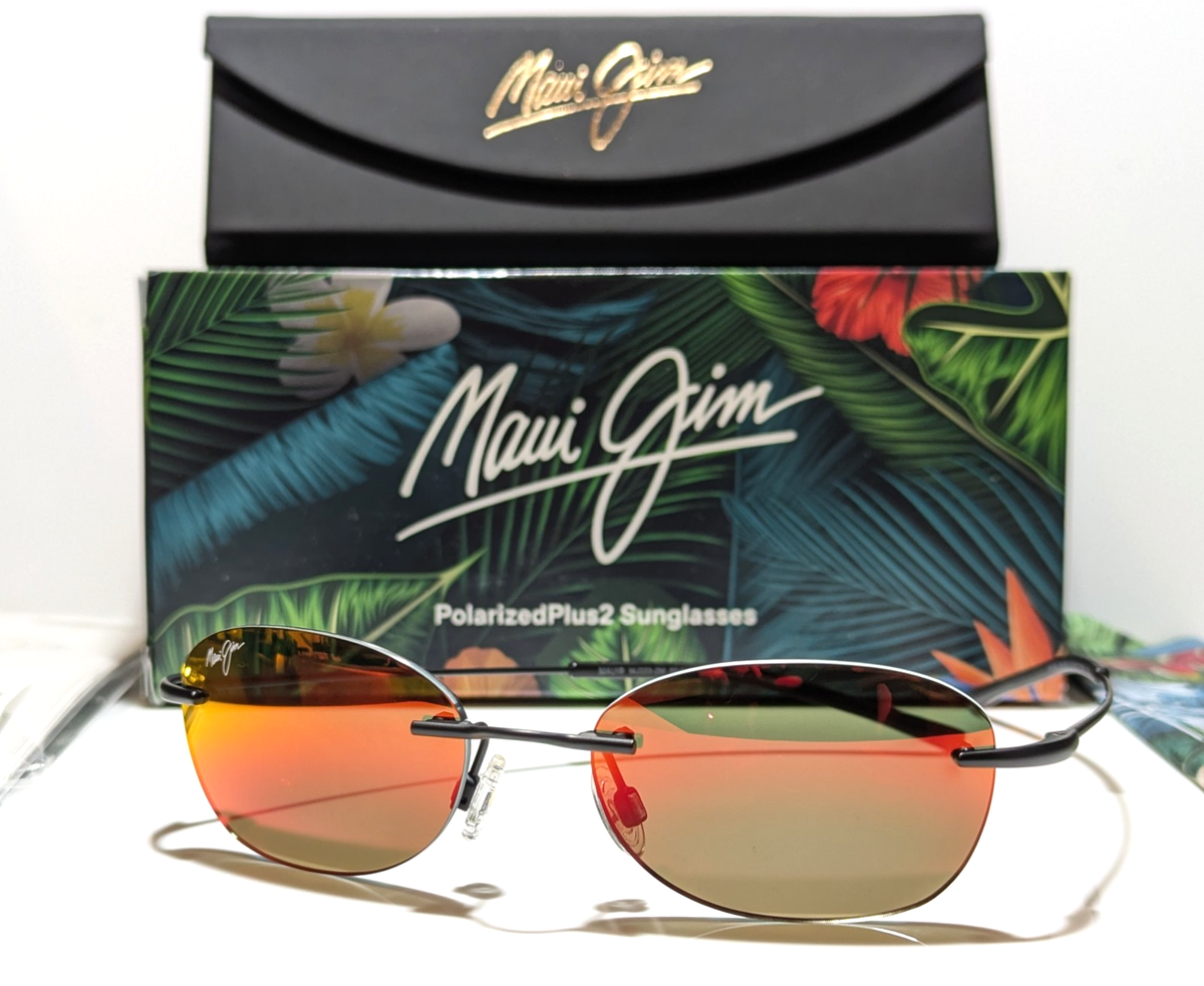 NEW Maui Jim Aki Aki Matte Black Polarized Hawaii Lava Lens