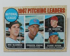 1968 Topps MLB 1967 N.L. Pitching Leaders Bunning, Jenkins, Osteen, McCormick #9