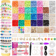 5800 PCS Clay Beads Bracelet Making Kit, 24 Colors Flat Preppy for Friendship Je