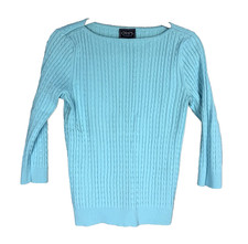 Vintage Chaps Womens Medium Cable Knit Sweater 3/4 Sleeve Fisherman Coastal Prep