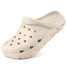 Womens Mens Garden Clogs Shoes Unisex Comfort Slip-on 4-5 Women/3-3.5 Men Beige