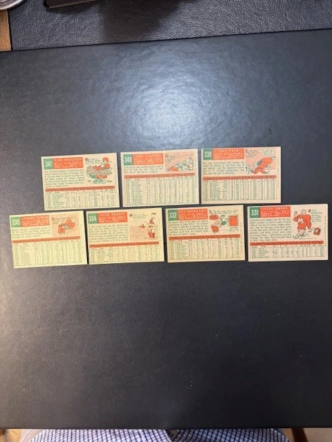 1959 Topps Baseball Lot of 7 Different. ALL HIGH GRADE Ex-Mt to Nm. Roy Sievers. - Image 2 of 2