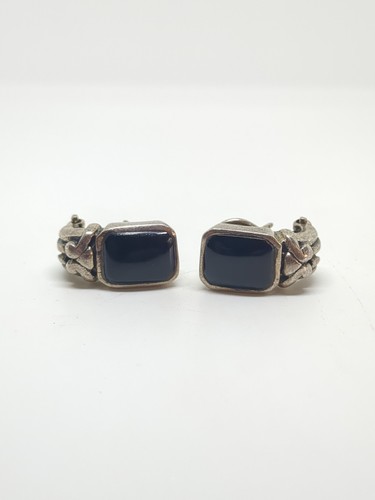 Sterling Silver 925 FAS Black Onyx Stud Earrings