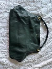 Mark and Graham Leather Shoulder Tote Bag Forest Green