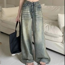 Trendy Vintage Wide-Leg High-Waisted Jeans