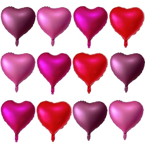 12 Pcs Red Heart Shape Foil Mylar Balloons 18 Inch Love Balloons for Valentin...