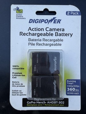 Digipower  Rechargeable Lithium-Ion Replacement Battery for GoPro HERO4 (2 Pack)