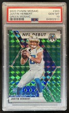 2020 Panini Mosaic Justin Herbert RC Prizm Green Rookie #263 Chargers PSA 10