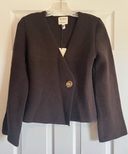River Island Women  s Asymmetric Button Cardigan Brown Knit Small T rkiye NWT