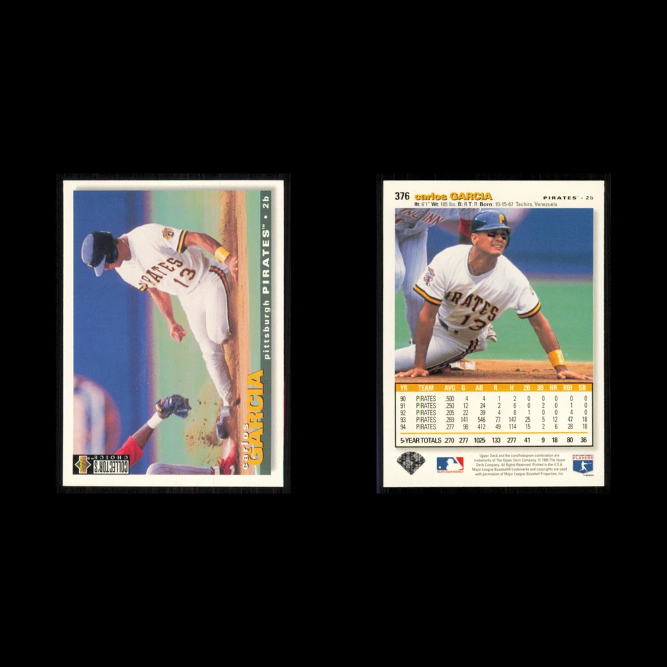 Carlos Garcia #376 1995 Upper Deck Collectors Choice Pittsburgh Pirates Baseball - Image 3 of 3