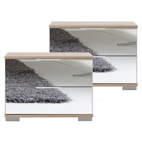 Nachttisch Nachtschrank 2Er Set Konsole Eiche Nachtkonsole Spiegelfront