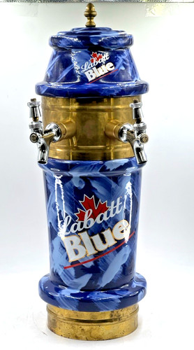 Labatt Blue 2 Faucet Beer Tower Ceramic Blue Swirl Color (EL1133183)