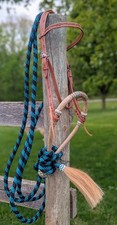 Juego completo de bosal con riendas verde azulado. Western Horse Tack
