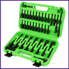 55-Piece Magnetic Nut Driver Set Metric & SAE 1/4 Hex Shank Impact Driver Socket