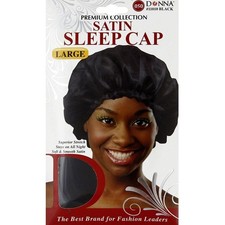 Donna s Premium Reversible Satin Bonnet Sleep Cap Black