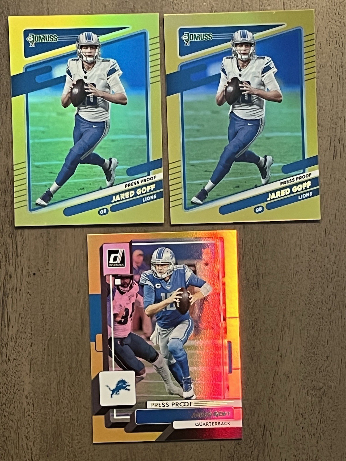 2021 Donruss Jared Goff #170 Premium Press Proof Gold Detroit Lions + 2