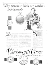 1925 Ad Wadsworth Watch Case Co Dayton KY Two Watches Are Indispensable