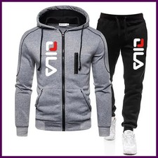 New Solid Men's Zipper jacket Hooded Pullover Sweatpants Sports Casual Jogger
