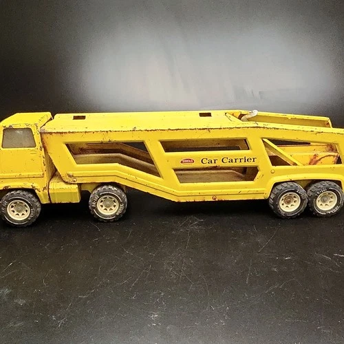 Tonka Gas Turbine Car Carrier Hauler Truck 60s Vintage Yellow Pressed Steel