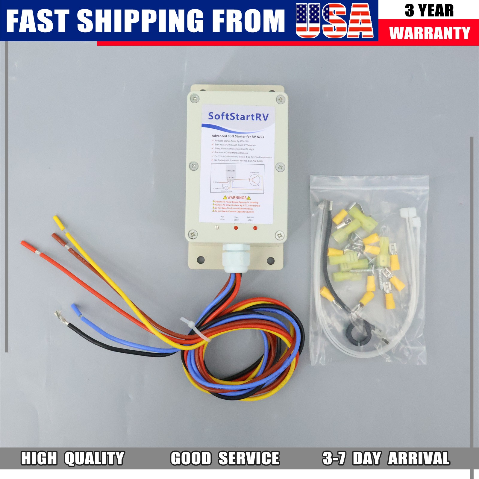 New Soft Start Kit Air Conditioner Setup RV A/C Starter For SSRV3T 110 Volts