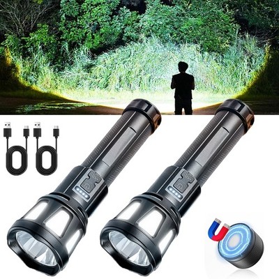 bright rechargeable flashlights Weoxi Super 2400.000 High Lumen, Powerful LED Flashlight, IPX7 Waterproof Floodlight & Spotlight Flashlight 2-in-1 W/5 Modes for Camping, Emergency, Search & Rescue You can charge by laptop Rechargeable Flashlights High Lumens, 90,000