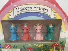 Unicorn Erasers Animals School Office College Home Set Of 4 NEW In Box