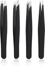 Stainless Tweezers Set Black Precision Ingrown Hair