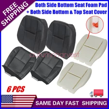 Driver & Passenger Seat Cover Black W/ Foam Pad 6PCS For 2007-2014 GMC Sierra